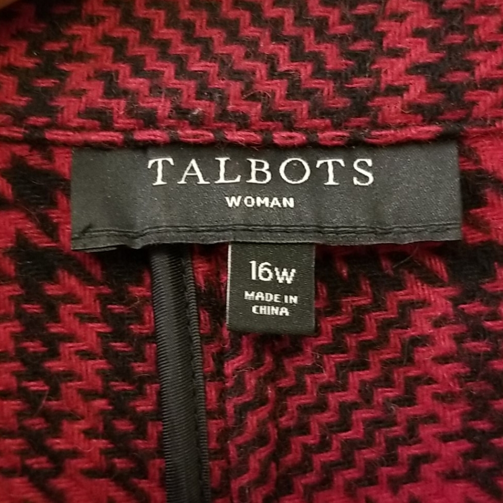 Vtg Talbots Wool Blazer 16w Black Red Plaid Tartan Classic Office View 3